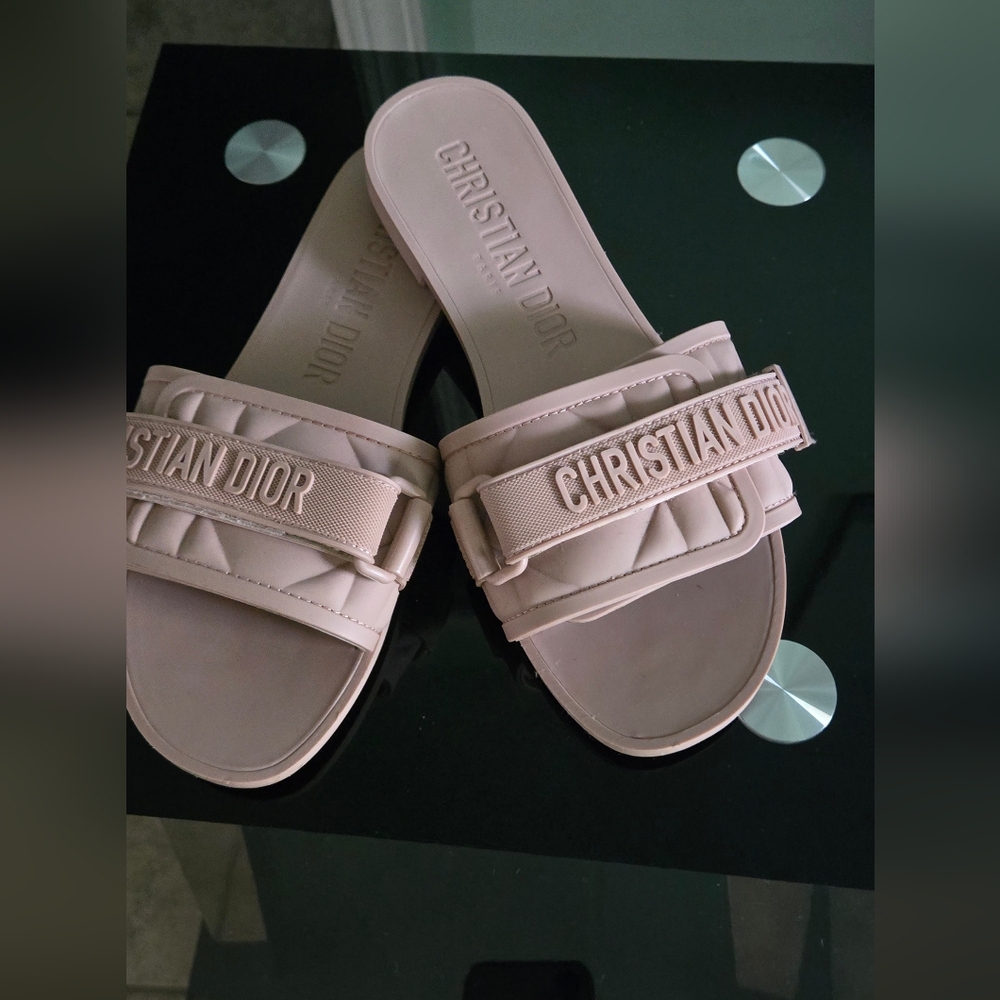 Christian Dior  Cream Loafers With Signature Branding Slide Sandals Size 41 - Picture 5 of 6